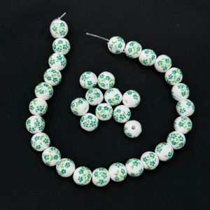 Porcelain Beads, 10mm, Round, Sea Green , Pack of 10 pieces
