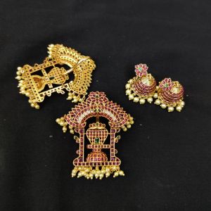 Jadau Replica Pendant, Real Kemp Pendant, Pancha Naga Linga