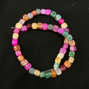 Natural Square Agate Beads, 8mm, Multi Colour