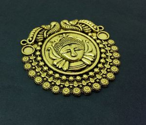 Antique Gold metal pendant,Durga Round