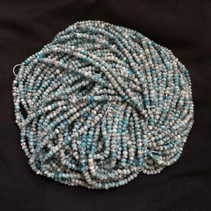 Agate Rondelle, 4x2mm, Light Blue And Black