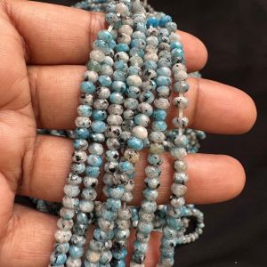 Agate Rondelle, 4x2mm, Light Blue And Black