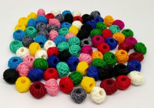 Cotton thread beads - multicolours pack of 100