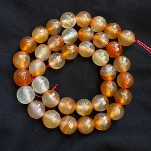 Agate Beads, double colour, 10mm round, Reddish Orange (Carnelian colour)