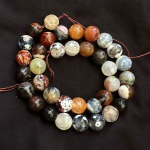 Agate Beads, double colour, 10mm round, Brown, white & Black