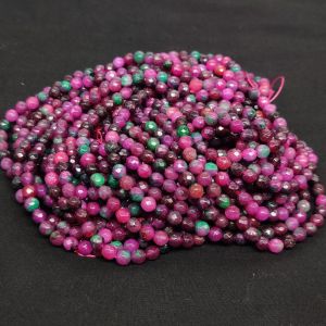 Onyx Stone Beads, 6mm, Round, Dark Pink And Green