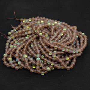 Natural Gemstone Beads, Aura Quartz, 8mm Round, Brown