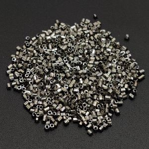 Seed Beads, 14/0, Round Cylinder Shape, Black Metal, Pack Of 25 Grams