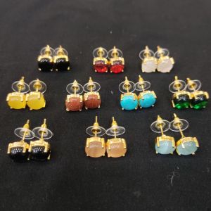 AD Round earrings, Assorted, Pack of 10 pairs 