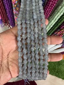 Natural Quartz Beads, (Oval), 6x9mm, Grey