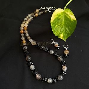 Onyx Necklace with matching Gemstone chips