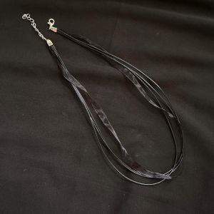Organza Ribbon Cord, lobster clasp, with 5cm extender chain,Black
