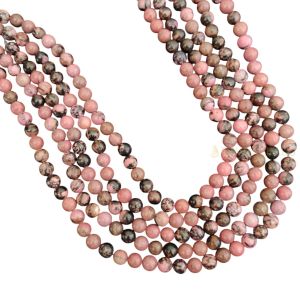 Navrabeads Rhodonite Stone Beads 8mm – 14 Inch String | Approx. 45–48 Beads for Jewellery Making