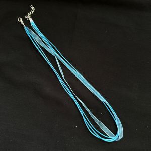 Organza Ribbon Cord, lobster clasp, with 5cm extender chain,Sky Blue