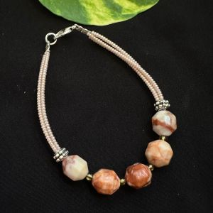 Gemstone Bracelet with seed beads, Peach