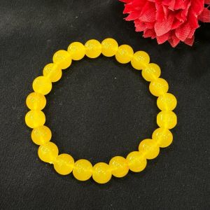 Glass Beads Elastic Bracelet, Yellow