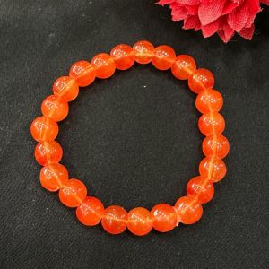 Glass Beads Elastic Bracelet, Orange