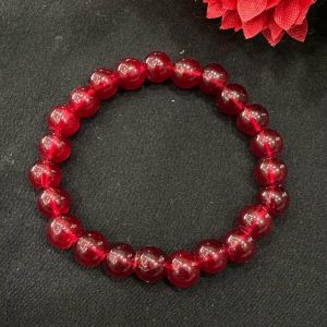 Glass Beads Elastic Bracelet, Maroon