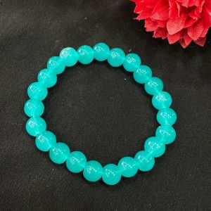Glass Beads Elastic Bracelet, Spring Green