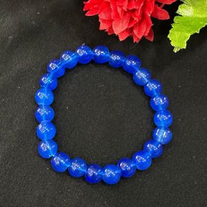 Glass Beads Elastic Bracelet, Royal Blue