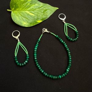 Green Agate Bracelet With Earrings