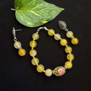 Yellow Onyx And Japanes Bead Bracelet 