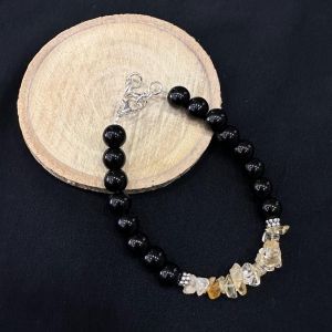 Glass Beads With (Citrine) Gemstone Chip Bracelet