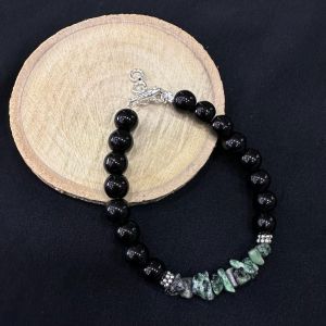 Glass Beads With (Ruby Josite) Gemstone Chip Bracelet