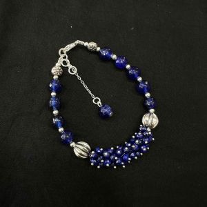 Agate Bracelet With Agate Loreals, Royal Blue