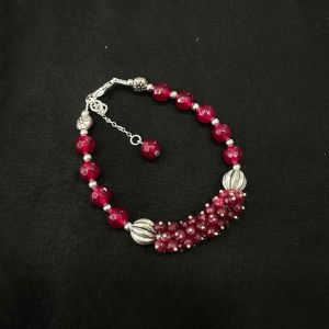 Agate Bracelet With Agate Loreals, Ruby Pink