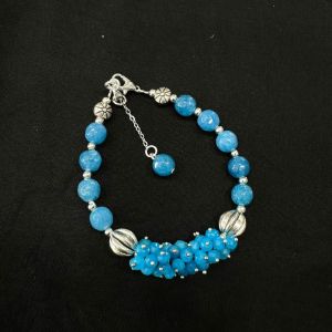 Agate Bracelet With Agate Loreals, Light Blue