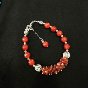 Agate Bracelet With Agate Loreals, Brick Orange