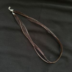 Organza Ribbon Cord, lobster clasp, with 5cm extender chain,Brown