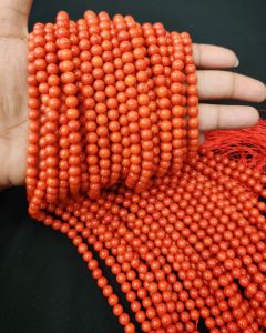 Taiwanese Bamboo Coral Beads, 6mm, Round, Orange