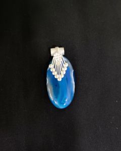 Natural Lace Agate Pendant,Oval,Pink Double Shade