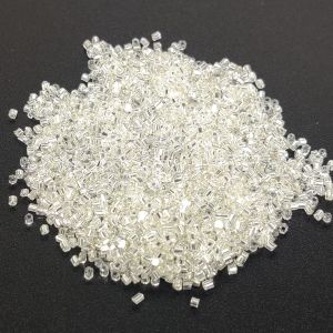 Seed Beads, 14/0, Round Cylinder Shape, White Trans, Pack Of 25 Grams
