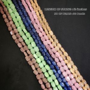 Pack of 5 colors, 2 strings each (total 10 colors) , Monolisa (Imitation Cats Eye) Flat Oval Beads, 9x6mm