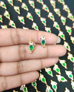 1 Pair of Kundan Jadau charms, Bird, Multicolor, Invisible necklace Charms, Aari work charms