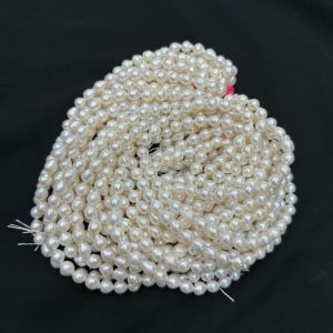 Fresh Water Pearl, Oval/Drop/Baroque Shaped, 6x7mm, Cream