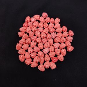 Coral Replica Synthetic Beads, Tulip Shape, 10x8mm, Pack Of 20 Pcs