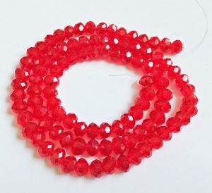 Glass Crystals, Rondelle, 6mm, Red