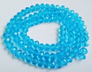 Glass Crystals, Rondelle, 6mm, Sky Blue