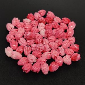 Coral Replica Synthetic Beads, Tulip Shape, 10x8mm, Pink, Pack Of 20 Pcs