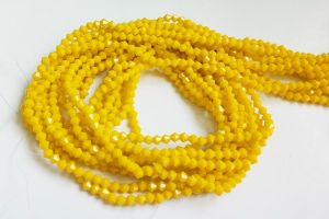 Bicone Glass Crystals, 4mm, Opaque Yellow