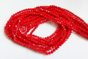 Bicone Glass Crystals, 4mm, Opaque Red