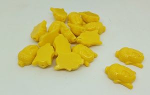 Synthetic coral beads, Buddha, Yellow
