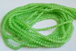 Glass Opaque Crystals 4mm,Rondelle, Light green
