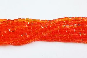 Glass Crystal , Square shape, 4mm,Orange