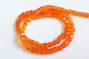 Glass Crystal , Square shape, 4mm,Orange