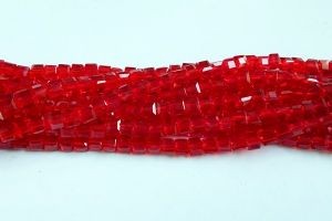 Glass Crystal , Square shape, 4mm,Red